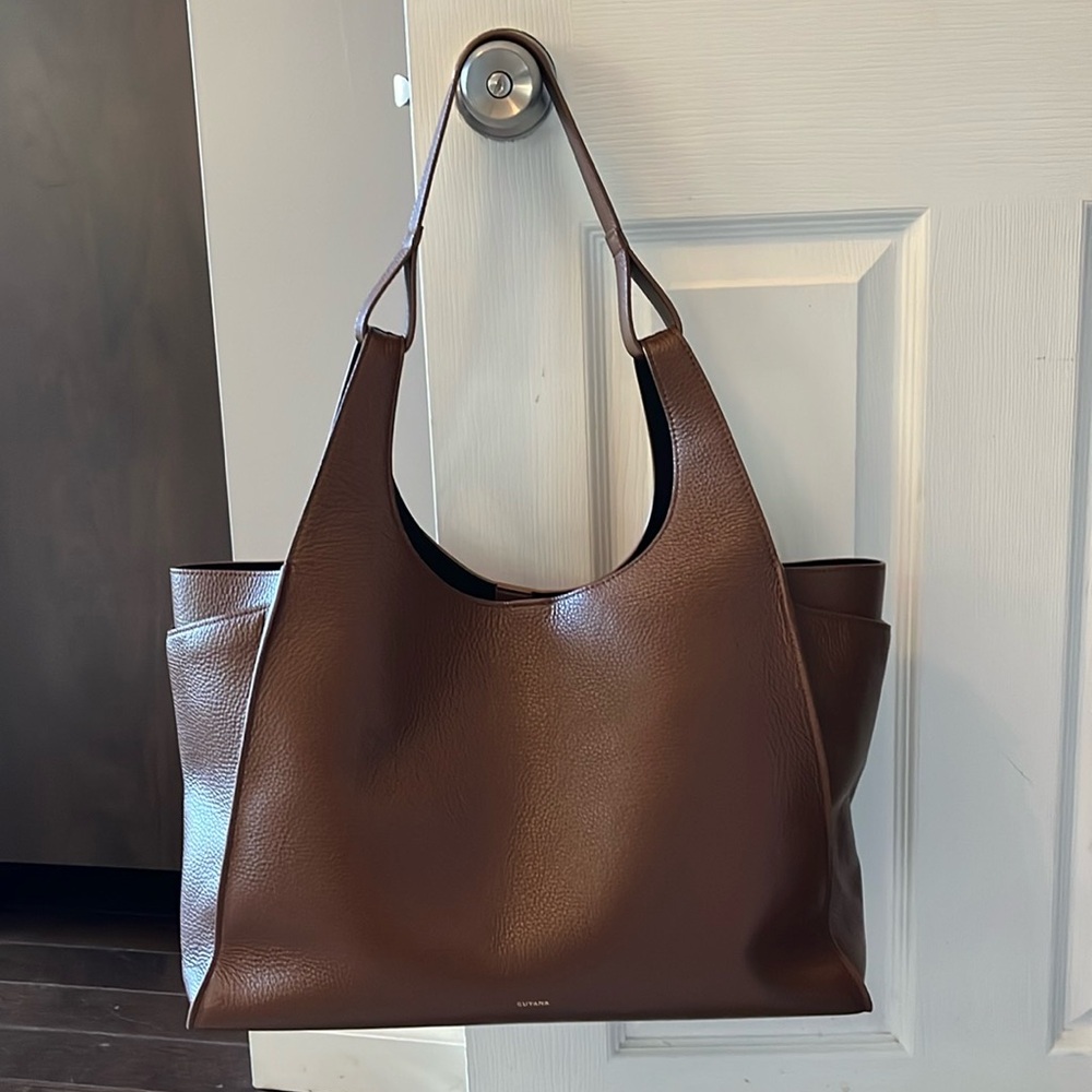 Cuyana Double Loop Satchel - Dark Chestnut